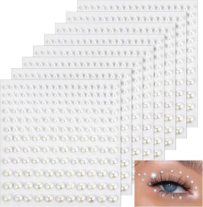 1320 Zelfklevende Halfparels in 8 Vellen, 3/4/5/6 mm Strass voor Gezichtsdecoratie, Manicure en DIY Creaties