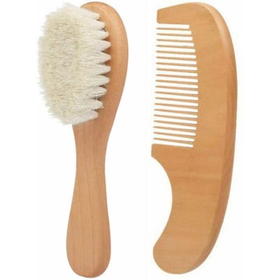 Brosse à cheveux en bois pour bébé, peigne doux, brosse de bain pour bébé, nettoie les cheveux en douceur, protège le corps, douche, outil de soins de lavage pour bébé, 2 pièces