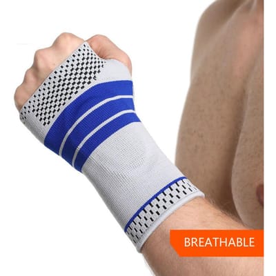 1/2 Pièces Gant Gants de Soutien du Poignet en Gel Silicone Thérapie Pour Arthrite Tunnel Carpien Soulagement de la Douleur Femmes Hommes L bleu