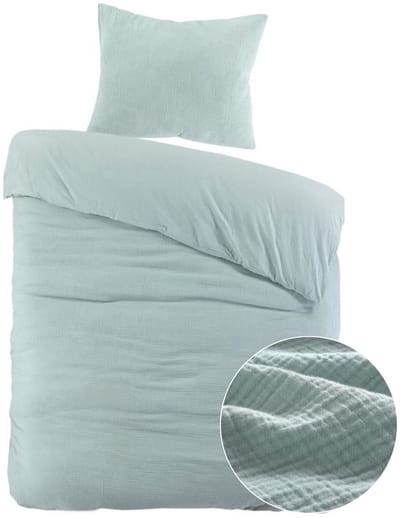 Papillon Dekbedovertrek Mousseline Groen - 140x200/220 cm - 100% Percale Katoen - Hoogwaardige kwaliteit