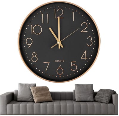 TopChoice® Wandklok Industrieel - Moderne Wandklok - Analoog - Grote Wijzerplaat - Zwart Goud