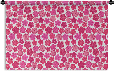 Wandkleed - Wanddoek - Bloemen - Roze - Patronen - 180x120 cm - Wandtapijt