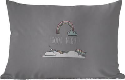 Buitenkussens - Tuin - Unicorn - Regenboog - Kinderen - Quotes - Good night - Meisjes - 50x30 cm