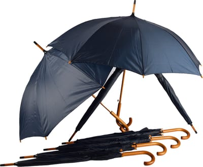 Paraplu 8 stuks - Navy Blauwe Automatische Paraplu voor Volwassenen - Set van 8 met Houten Handvat | Waterdicht en Windproof | 98cm Diameter