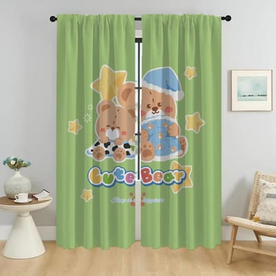 Slapende Beer Anti-muggen Gordijnen voor Camera Schaduwen Afscheiding Moderne Woonkamer Gordijnen 2 Stuks Halloween Decoratie Kind W50xH70cmx2pcs-CL