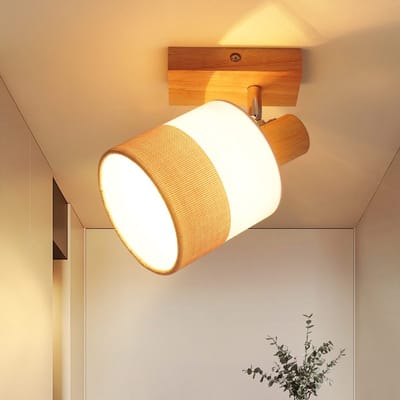 NETTLIFE Opbouwspot - E14 Fitting - hout - wit - Logboekstijl - verstelbaar - LED Plafondlamp - voor Woonkamer | Keuken | Hal | Kantoor | Eetkamer-excl. lichtbron