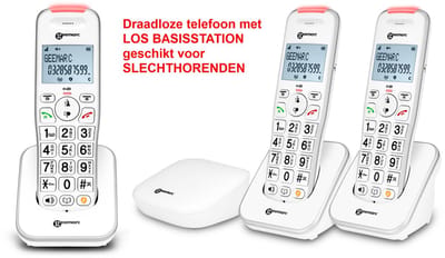 Draadloze telefoon - LOS BASISSTATION - 3x handset - geschikt voor SLECHTHORENDEN - 200-3