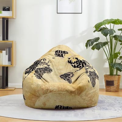 FANSU Zitzak hoes zonder vulling, Gaming zitzak stoel voor volwassen kinderen, Highback zitzak stoel, gevuld speelgoed kleding opslag 3D aarde print luie bank (100x120cm, kaki)