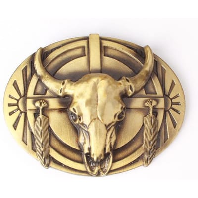 Bull Skull Riemgesp Riem Diy Componenten Western Denim Heavy Metal Rock Style Riemgesp goud