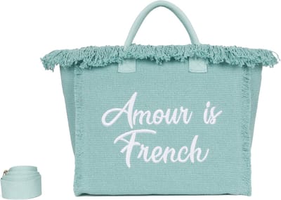 Ines Delaure - strandtas/shopper/weekendtas - amour is french - muntgroen