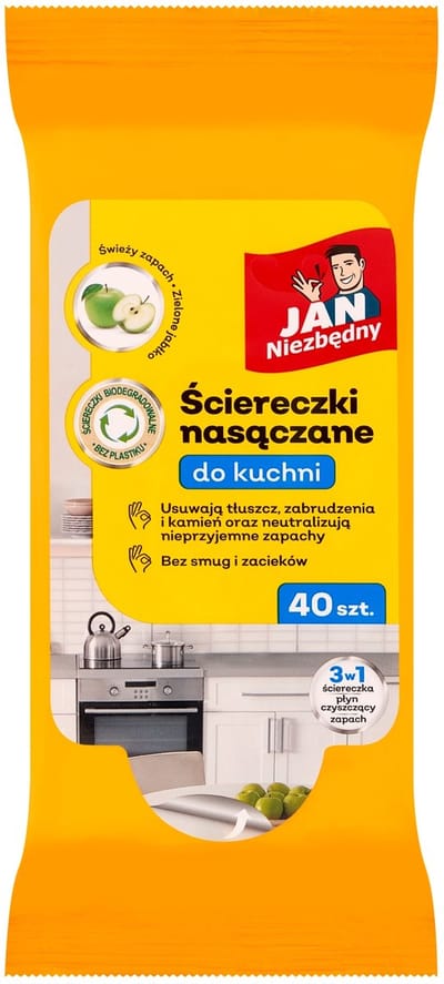 Jan Niezbędny - Geurende Keuken Reinigingsdoekjes - Groene Appel - 40 stuks