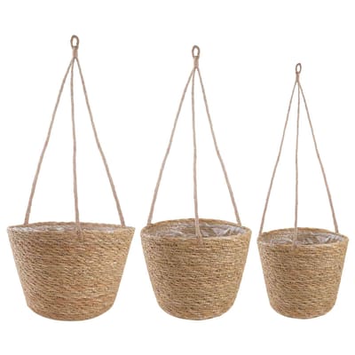 vidaXL 3 st Naturel Ø26 x 19 cm 100% Zeegras