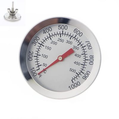 Dailygoods- Grillthermometer Roestvrij Staal - BBQ Thermometer - Rookthermometer - Braadthermometer - Dubbele Graad 50-500 °C - Diameter Wijzerplaat 52 mm