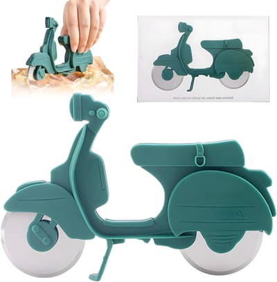 Dailygoods- Pizzasnijder Dubbel Snijwiel - Motorfiets Design - Roestvrij Staal - Voedselveilig - Decoratief Keukengereedschap - Perfect Cadeau - Pizzaroller