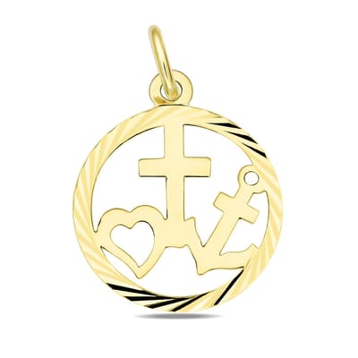 Juwelier Zwartevalk - 9 karaat hoop, geloof en liefde hanger - 14.274