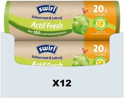 Swirl 20 Liter Actif Fresh Trekband | 144 Zakken | 100% Gerecycled Plastic | 45x50 cm