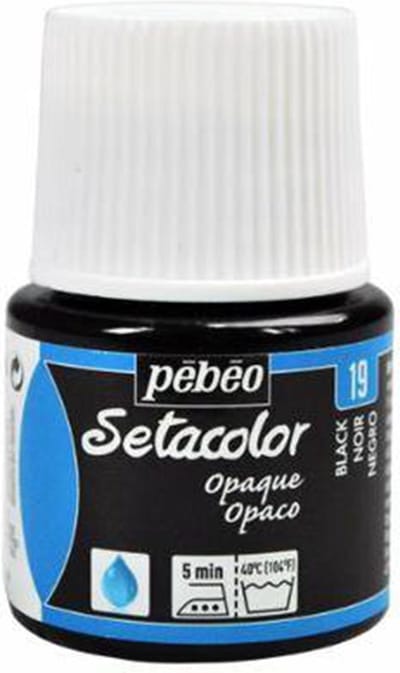 Pébéo Setacolor Zwarte Textielverf - 45ml textielverf voor donkere en lichte stoffen