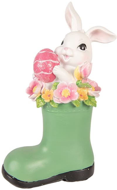 Clayre & Eef Decoratie Beeld Konijn 13x8x20 cm Wit Kunststof