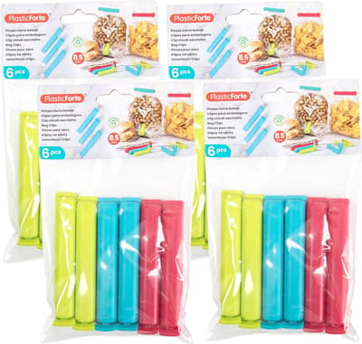 Plasticforte 24x afsluitclips / vershoudclips - 8 cm - keuken/voedsel zakjes afsluiten - Vershoudklemmen - vershoudknijpers