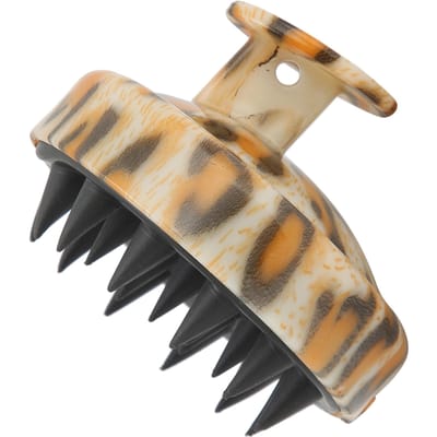 Siliconen Shampoo Borstel Hoofdhuid Exfoliator Borstel Zachte Hoofdhuid Scrubber Borstel voor Douche Luipaardpatroon beige