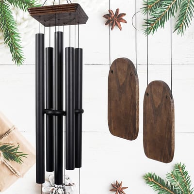 Windgong voor buiten diepe toon, 48 inch houten windgong buiten, herdenkingsgeschenken voor Moederdag en Kerstmis, buitendecoratie voor tuin, terras, tuin (grote windgong