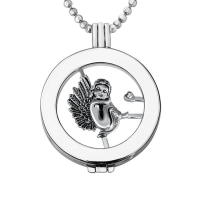 Quiges - Munthouder met Ketting en Munt 33mm Engel - Zilverkleurig - ERHS810