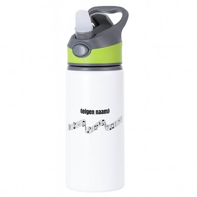 Hacebo® - muzieknoten met eigen naam waterfles met rietje groen - Muzieknoot - muziek liefhebbers - iemand die houdt van muziek - verjaardag - cadeau - kado - water fles - 650ML
