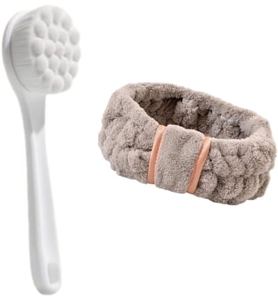 Handige borstel wit met haarband - Gezichtsreinigingsborstels Huidverzorging voor Droge huid - Gevoelige huid - Normale huid | Haarband Non-Slip voor Meiden - Tieners - Vrouwen - Volwassenen- haarbanden Dagelijks gebruik