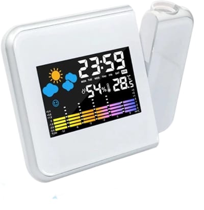 longziming -LED Weer- en Projectieklok – Digitale Projectiewecker met USB-Oplaadfunctie – Projiceer Tijd en Weer aan Plafond – Praktisch voor Slaapkamer, Thuis of Buiten – Multifunctioneel en Compact