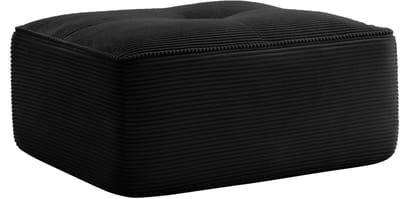 Hocker Zwart - Zwarte Ribstof Hocker Voor Woonkamer - Modulaire Poef Corduroy - 92x73x40cm - Antislip Zitelement - Woonkamer Zwart