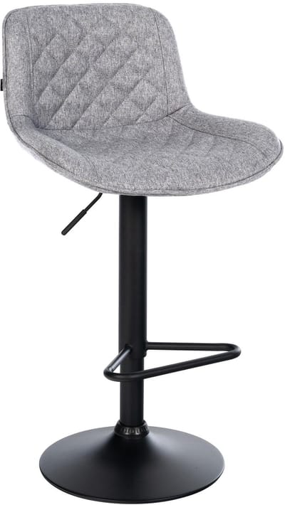 CLP Kasson Barkruk - met rugleuning - In hoogte verstelbaar - metalen frame - met voetsteun - zwart/grijs