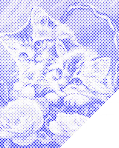 HappyDots DOT Painting Kittens in mand 30x40cm - Stippelschilderij Blauw