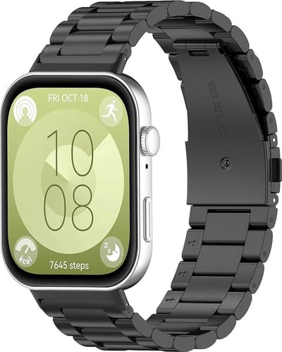 Strap-it Stalen schakel band - geschikt voor Huawei Watch Fit 3 / Watch Fit 4 / Watch Fit 4 Pro / Watch Fit 5 / Watch Fit 5 Pro / Watch Fit 4 / Watch Fit 4 Pro / Watch Fit 5 / Watch Fit 5 Pro (zwart)