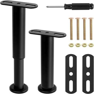 Dailygoods - Bedframe, steunpoten, 2 stuks, verstelbare bedpoten, metalen meubelpoten, 18-30 cm, in hoogte verstelbaar, universele meubelvoet voor kast, bed, bank, nachtkastje, stoel