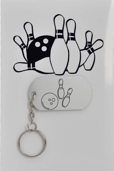 bowlen sleutelhanger inclusief kaart - sport cadeau - sporten - Leuk kado voor je sporter om te geven - 2.9 x 5.4CM