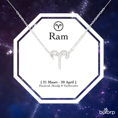 Bixorp Stars Sterrenbeeld Ketting Ram / Aries - Stainless Steel - 45cm Ketting met Zodiac Hanger - Inclusief Cadeau Verpakking