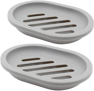 Praktische zeepdispenser set van 2: eenvoudig schoon te maken, houdt zeep droog, perfect voor badkamer en keuken (grijs)