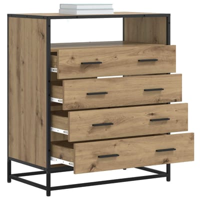 vidaXL - Ladekast - 4-Lade - Artisanaal - eiken - 70 - x - 41 - x - 83,5 - cm - Bewerkt - hout