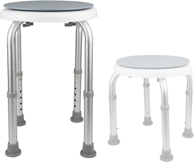 Douchestoel - Badkamerstoel Douchezitje - Veilig Douchen - In Hoogte Verstelbaar - Ø 33 cm - Blauw Zilver