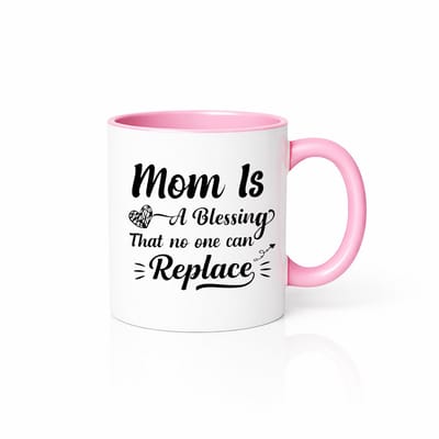 Mom Is A Blessing Koffiemok Roze/Wit - Met Roze Oor en Binnenkant - 330ml - Lief Cadeau voor Mama