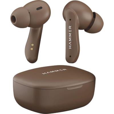 Hammer Solitude Bluetooth in-ear oordopjes met tot 22 uur speeltijd, ENC, Snel opladen Type-C, IPX4 waterbestendig, Bluetooth v5.3 (Mokka Bruin) bruin