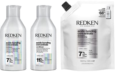 Redken Acidic Bonding Concentrate Shampoo 300ml + Conditioner 300ml + Shampoo Refill 500ml