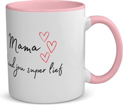 Akyol - mama ik vind jou super lief koffiemok - theemok - roze - Moeder - de liefste mama - moeder cadeautjes - moederdag - verjaardag - geschenk - kado - 350 ML inhoud