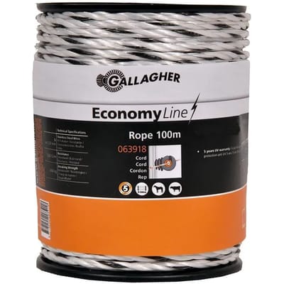 Gallagher EconomyLine Cord Wit (100m) - Betaalbaar cord voor kleine schrikdraadinstallaties