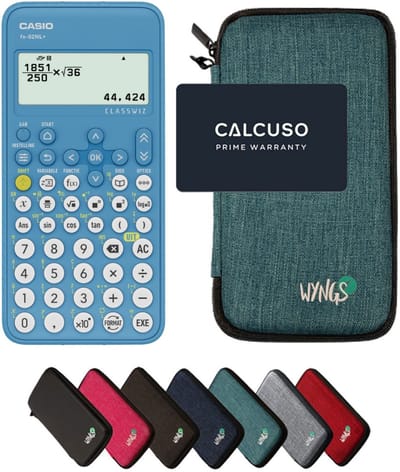Casio fx-82NL+ incl. WYNGS Beschermhoes Turkoois - Wetenschappelijke Rekenmachine - Basis Pakket