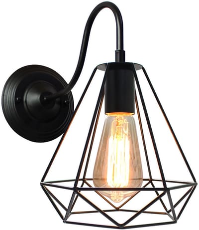 Vintage Wandlamp Industrieel Woonkamer Binnenwandlamp E27 Kooi Wandlampen voor Slaapkamer Zwart