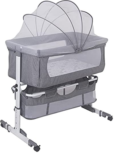 Verstelbare Babywieg met Muggennet en Wieltjes - Draagbaar Babybed 0-36 Maanden