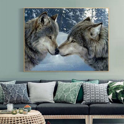 Doe-het-zelf Vogels Wolf Dier Sneeuw Schilderen Rond Strass Diamant Borduurwerk Handwerk Kruissteek 20X30 gray