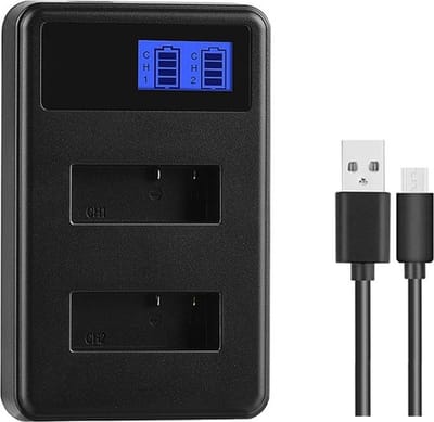 Dubbele batterij oplader met LCD geschikt voor SJCAM SJ7000 / SJ6000 / SJ5000 / SJ4000 - lader - zwart