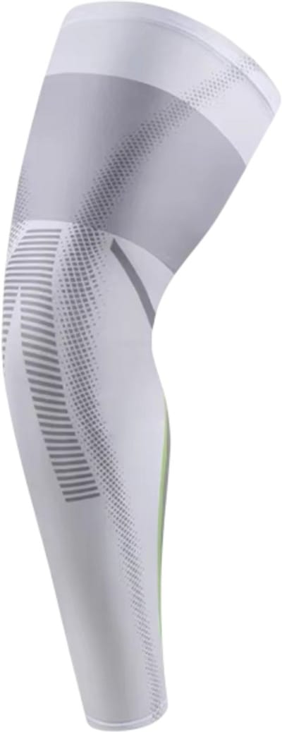 Compressie Been Sleeve Volledige Lengte – Compressiekous voor Spataderen – Sport Beensteun voor Hardlopen & Fietsen – UV-Bescherming – Unisex - Grijs en Wit - Maat M